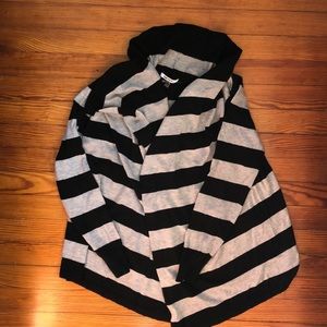 DKNYC striped wrap cardigan, blk/gray, S/M